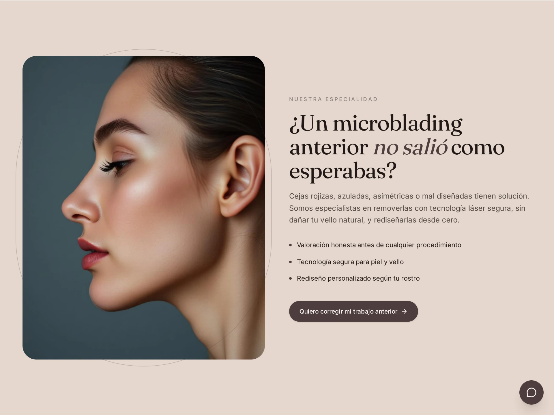 Sección de corrección del sitio demo: especialistas en remover microblading anterior con láser